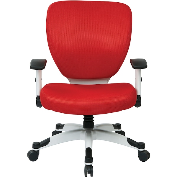Office Star Managerial Chair Desk Chair, Adjustable Arms, 16-3/4" to 19-1/2" Height, Mesh, Red - 5200W-9