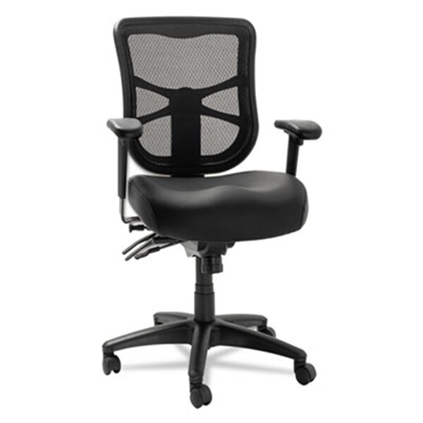 Alera Alera EL4215 Elusion Series Mesh Mid-Back Multifunction Chair; Black Leather - EL4215