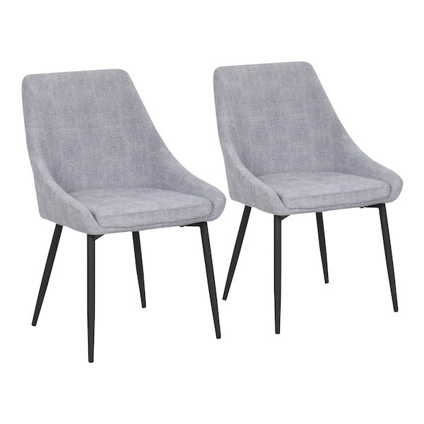 Lumisource Diana Chair in Black Metal and Grey Corduroy Fabric, PK 2 - CH-DIANA COR BKGY2