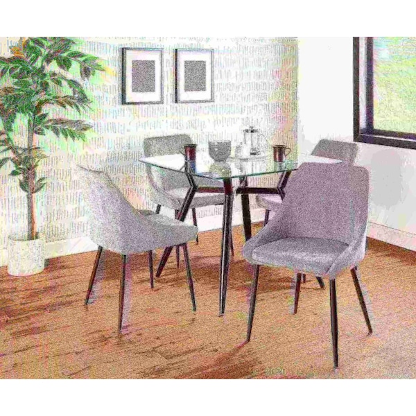 Lumisource Diana Chair in Black Metal and Grey Corduroy Fabric, PK 2 - CH-DIANA COR BKGY2