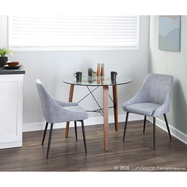 Lumisource Diana Chair in Black Metal and Grey Corduroy Fabric, PK 2 - CH-DIANA COR BKGY2