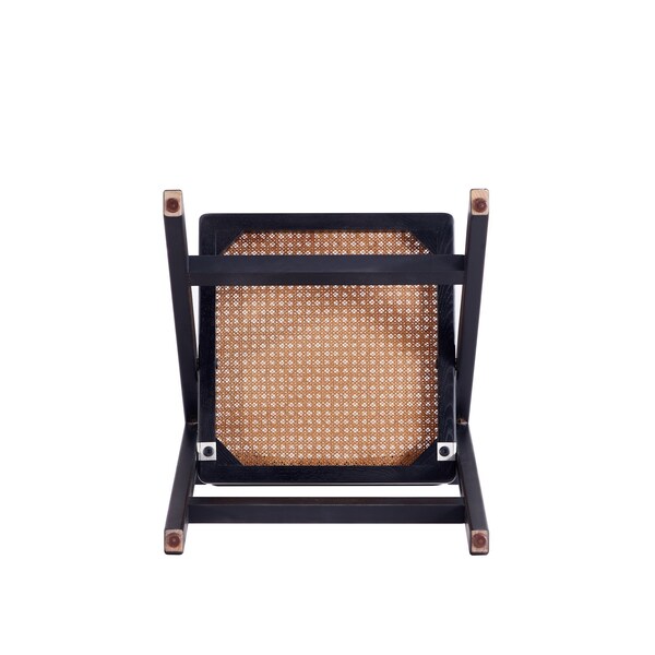 Manhattan Comfort Pullman Folding Dining Chair in Black and Natural Cane , Set of 2 - DCCA08-BK