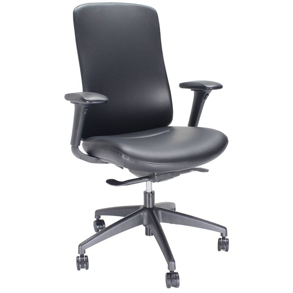 We'Re It LiDO Series High Back Upholstered Office Chair, Eco Leather, Black - OFD6800P-BLK