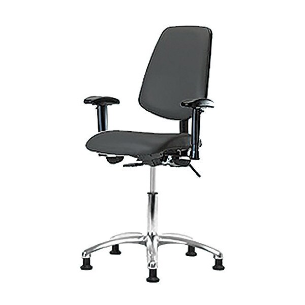 Blue Ridge Ergonomics Desk Chair Desk Chair, Vinyl, Med, Bk, Chrm, AA, Glds, Gry, Adjustable Arms, 18" to 23" Height, Vinyl - BR-VDHCH-MB-CR-T0-A1-RG-8605