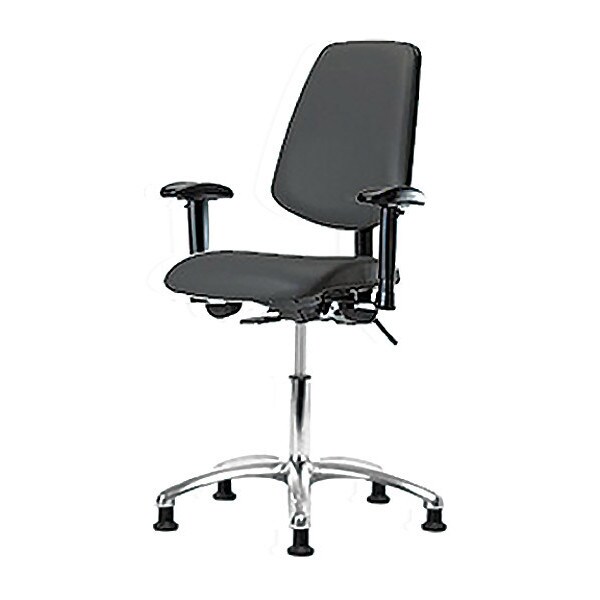 Blue Ridge Ergonomics Desk Chair Desk Chair, Vinyl, Med, Bk, Glds, Gry, Adjustable Arms, 18" to 23" Height, Vinyl, Charcoal - BR-VDHCH-MB-CR-T1-A1-RG-8605
