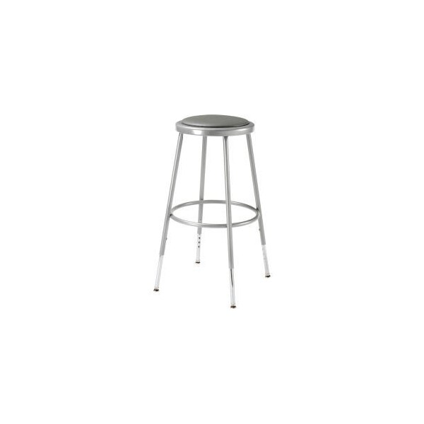 National Public Seating Interion Steel Shop Stool with Padded Seat - Adjustable Height 25" - 33" - Gray - Pack of 2 - 688308