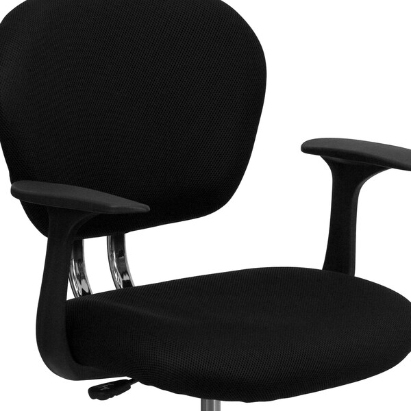 Flash Furniture Task Chair, 17-1/4" to 21", Fixed Arms, Black - H-2376-F-BK-ARMS-GG