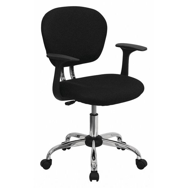 Flash Furniture Task Chair, 17-1/4" to 21", Fixed Arms, Black - H-2376-F-BK-ARMS-GG