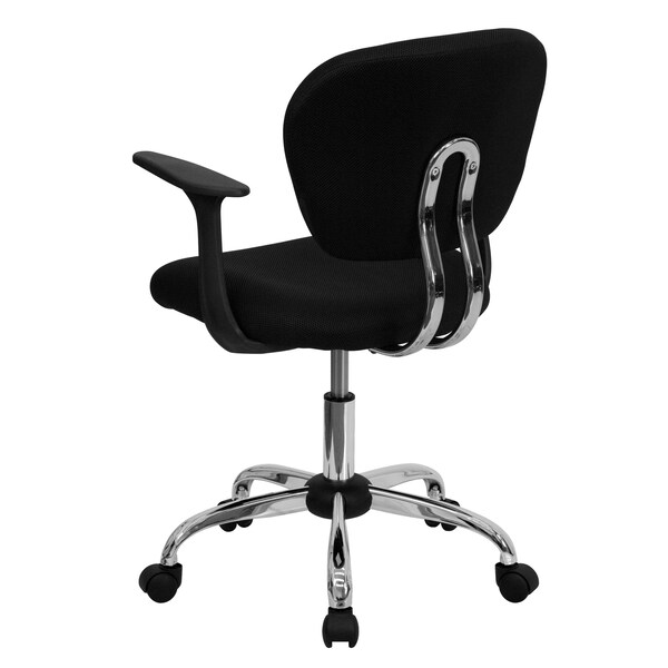 Flash Furniture Task Chair, 17-1/4" to 21", Fixed Arms, Black - H-2376-F-BK-ARMS-GG