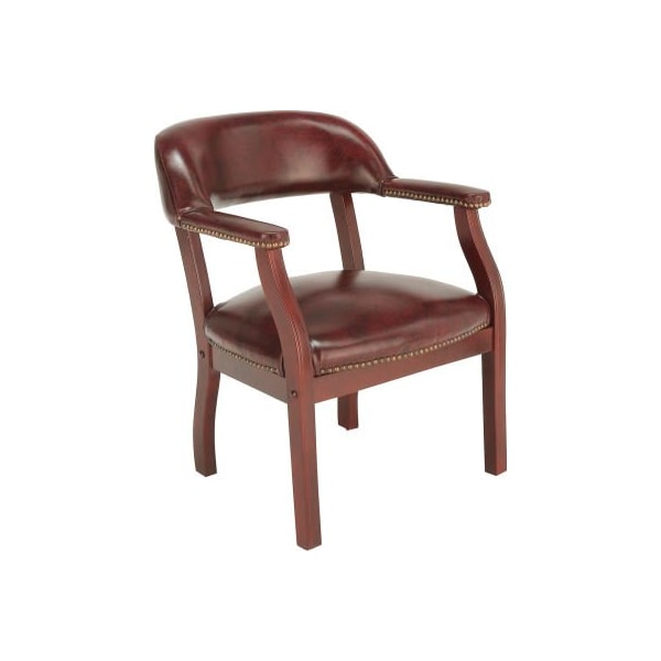 Boss Office Products Boss Conference Chair with Arms - Vinyl - Burgundy - B9540-BY
