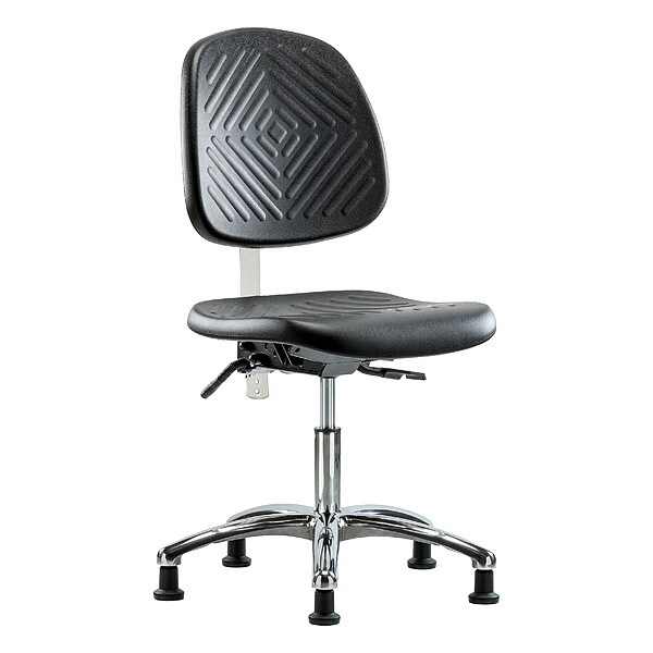 Zoro Select Clean Room Chair Ergonomic Chair, No Arms, 17-1/2" to 22-3/4" Height, Polyurethane, Black - BR-NCR-PDHCH-MB-CR-T0-A0-RG-BLK