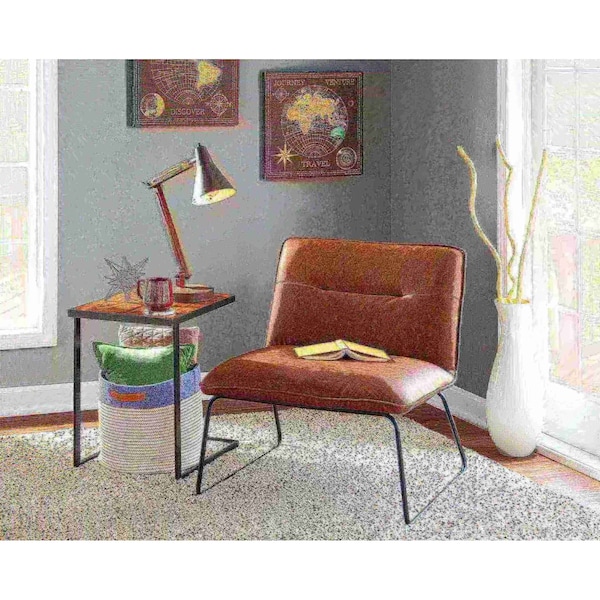 Lumisource Casper Accent Chair in Black Metal and Espresso Faux Leather - CHR-CASPER BKE