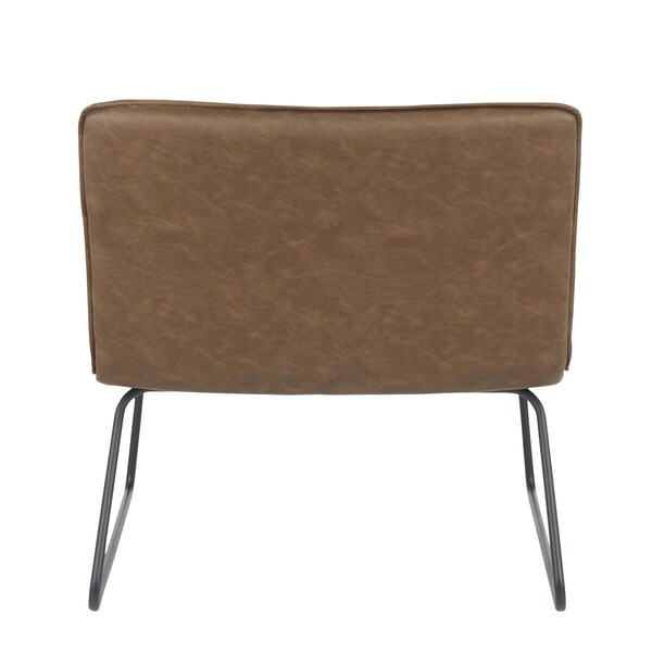 Lumisource Casper Accent Chair in Black Metal and Espresso Faux Leather - CHR-CASPER BKE
