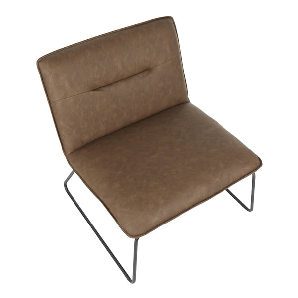 Lumisource Casper Accent Chair in Black Metal and Espresso Faux Leather - CHR-CASPER BKE