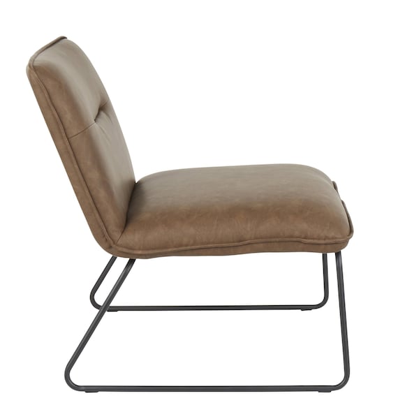 Lumisource Casper Accent Chair in Black Metal and Espresso Faux Leather - CHR-CASPER BKE