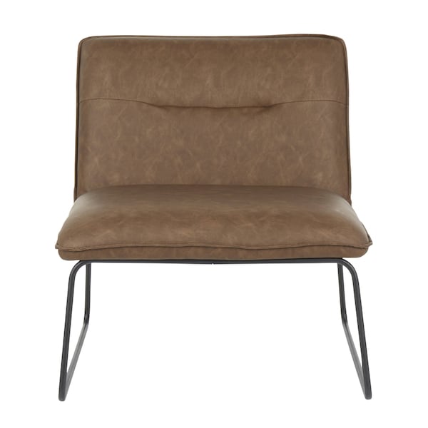 Lumisource Casper Accent Chair in Black Metal and Espresso Faux Leather - CHR-CASPER BKE