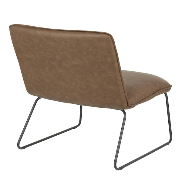 Lumisource Casper Accent Chair in Black Metal and Espresso Faux Leather - CHR-CASPER BKE