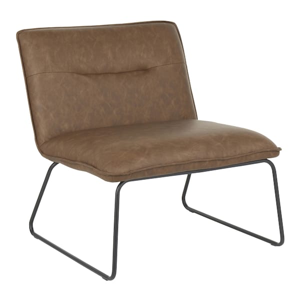 Lumisource Casper Accent Chair in Black Metal and Espresso Faux Leather - CHR-CASPER BKE