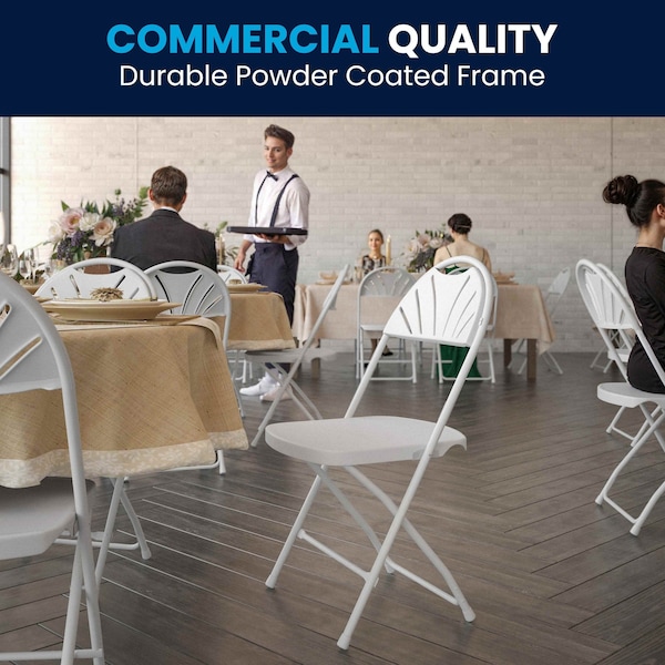 Flash Furniture White Plastic Folding Chair - 2-LE-L-4-WHITE-GG