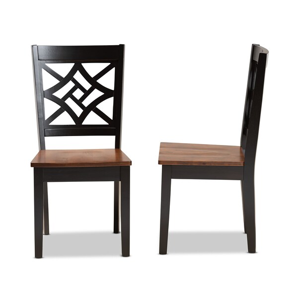 Baxton Studio Nicolette Modern Two-Tone Dark Brown and Walnut Brown Finished Wood 2-PC Dining Chair Set - 179-11389-ZORO