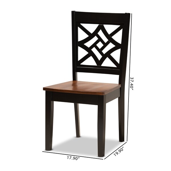 Baxton Studio Nicolette Modern Two-Tone Dark Brown and Walnut Brown Finished Wood 2-PC Dining Chair Set - 179-11389-ZORO