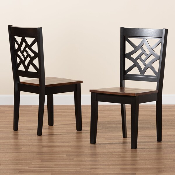Baxton Studio Nicolette Modern Two-Tone Dark Brown and Walnut Brown Finished Wood 2-PC Dining Chair Set - 179-11389-ZORO