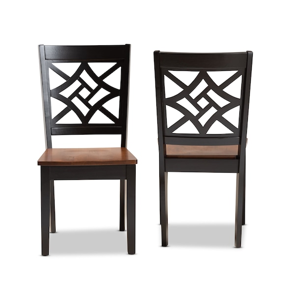 Baxton Studio Nicolette Modern Two-Tone Dark Brown and Walnut Brown Finished Wood 2-PC Dining Chair Set - 179-11389-ZORO