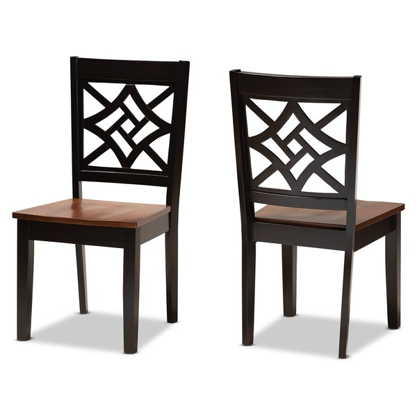 Baxton Studio Nicolette Modern Two-Tone Dark Brown and Walnut Brown Finished Wood 2-PC Dining Chair Set - 179-11389-ZORO