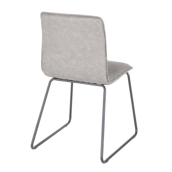 Lumisource Casper Chair in Black Metal and Grey Faux Leather Fabric, PK 2 - CH-CASPER BKGY2
