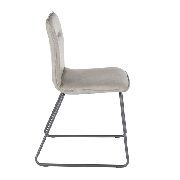 Lumisource Casper Chair in Black Metal and Grey Faux Leather Fabric, PK 2 - CH-CASPER BKGY2