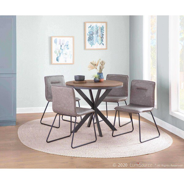 Lumisource Casper Chair in Black Metal and Grey Faux Leather Fabric, PK 2 - CH-CASPER BKGY2