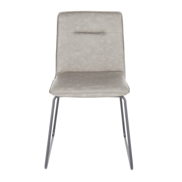 Lumisource Casper Chair in Black Metal and Grey Faux Leather Fabric, PK 2 - CH-CASPER BKGY2