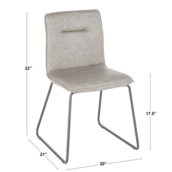 Lumisource Casper Chair in Black Metal and Grey Faux Leather Fabric, PK 2 - CH-CASPER BKGY2