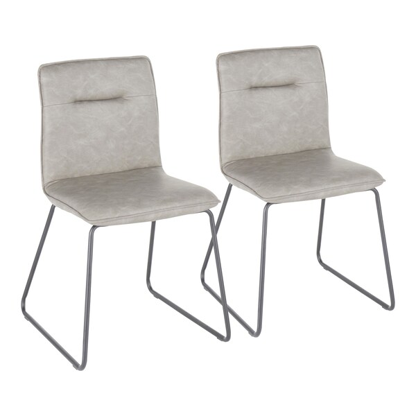 Lumisource Casper Chair in Black Metal and Grey Faux Leather Fabric, PK 2 - CH-CASPER BKGY2
