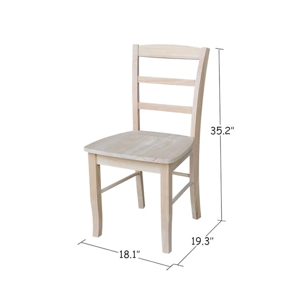 International Concepts Set of 2 Madrid Chairs, Unfinished - C-2P