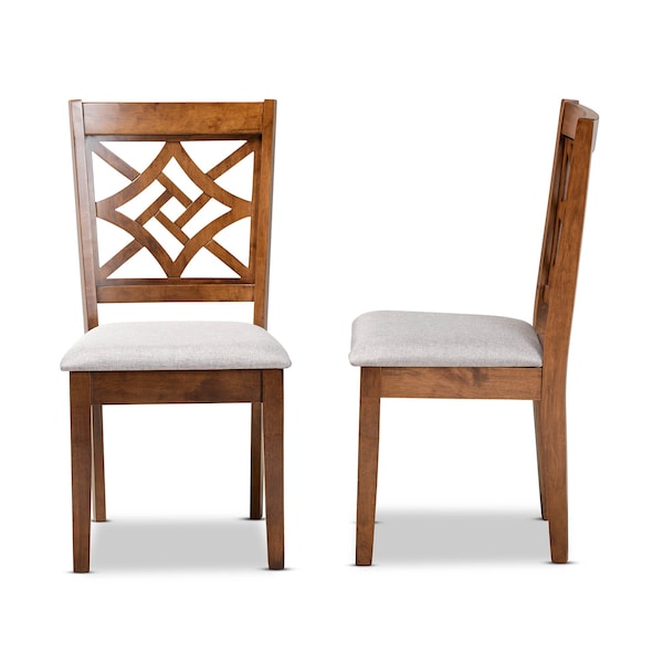 Baxton Studio Nicolette Modern and Contemporary Grey Fabric and Walnut Brown Finished Wood 2-PC Dining Chair Set - 176-11387-ZORO