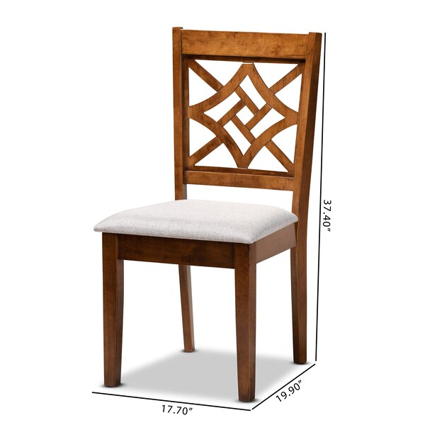 Baxton Studio Nicolette Modern and Contemporary Grey Fabric and Walnut Brown Finished Wood 2-PC Dining Chair Set - 176-11387-ZORO