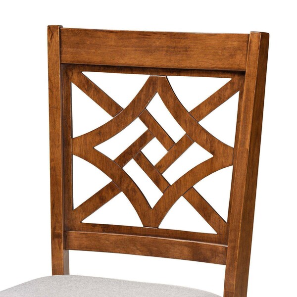 Baxton Studio Nicolette Modern and Contemporary Grey Fabric and Walnut Brown Finished Wood 2-PC Dining Chair Set - 176-11387-ZORO