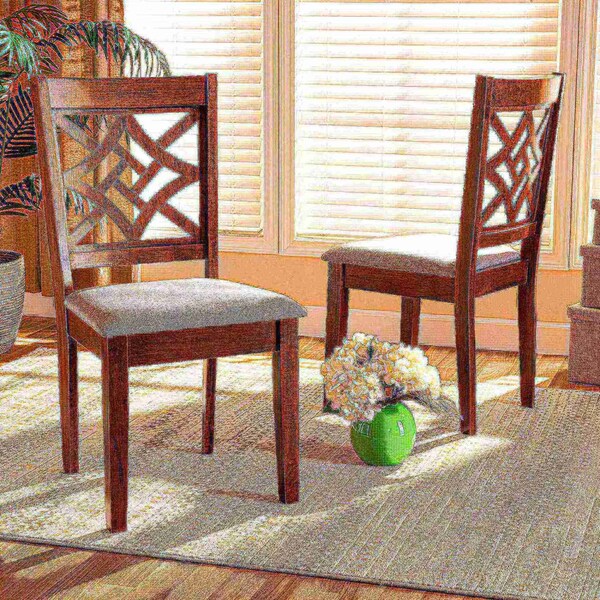Baxton Studio Nicolette Modern and Contemporary Grey Fabric and Walnut Brown Finished Wood 2-PC Dining Chair Set - 176-11387-ZORO