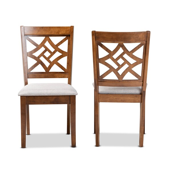 Baxton Studio Nicolette Modern and Contemporary Grey Fabric and Walnut Brown Finished Wood 2-PC Dining Chair Set - 176-11387-ZORO