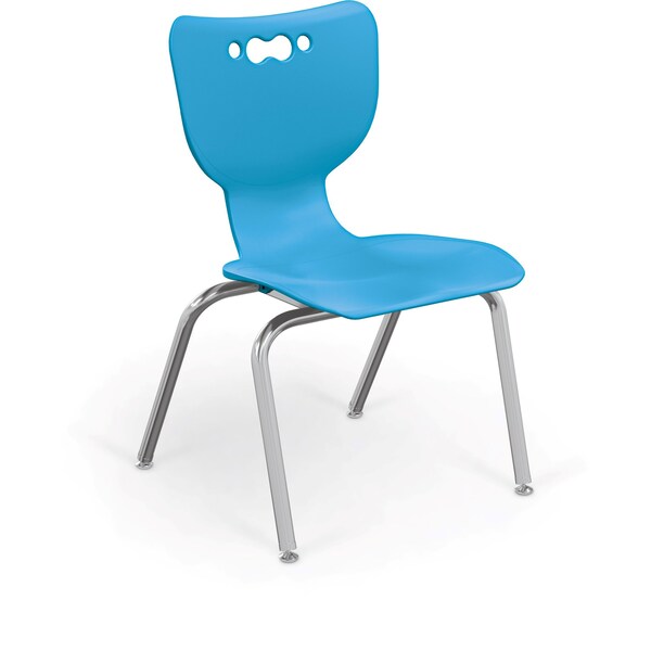 Mooreco Hierarchy School Chair, 4 Leg, 16" Chrome Frame, Blue Armless Shell, PK5 - 53316-5-BLUE-NA-CH