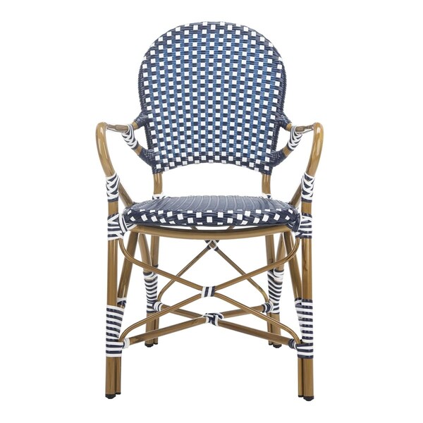 Safavieh 20.8 x 21.6 x 35 in. Hooper Stackable Arm Chairs, Navy & White, 2PK - FOX5209F-SET2