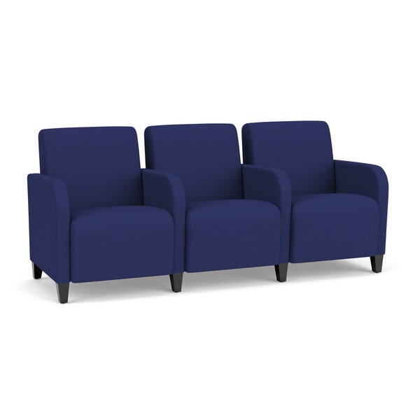 Lesro Siena Lounge Reception 3 Seat Tandem Seating, Black, OH Cobalt Upholstery - SN3103