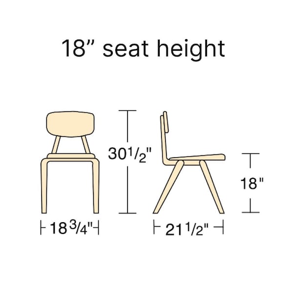Virco 3000 Series 18" Classroom Chair, 5th Grade - Adult with Nylon Glides - Red Seat - 3018
