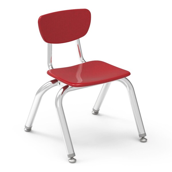 Virco 3000 Series 12" Classroom Chair, Preschool - 1st Grade with Nylon Glides - Red Seat - 3012