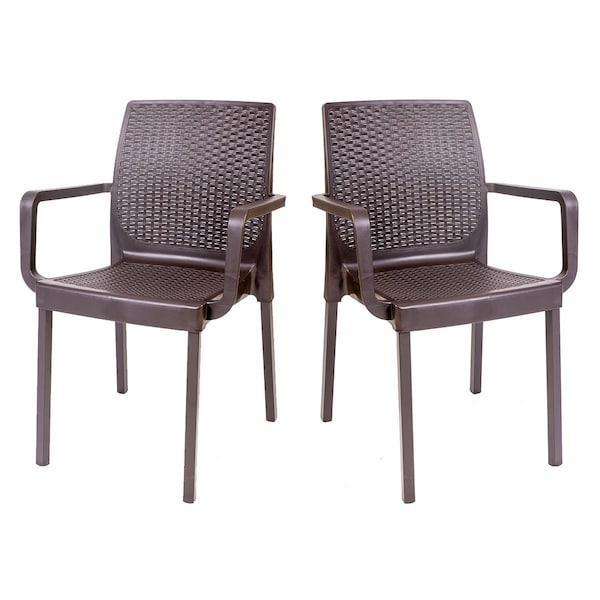 Rainbow Outdoor Napoli Set of 2 Stackable Armchair-Brown - RBO-NAPOLI-BRW-AC-SET2