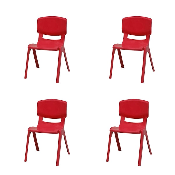 Rainbow Outdoor Mambo Kids Set of 4 Stackable Armchair-Red - RBO-MAMBO-RED-SC-SET4