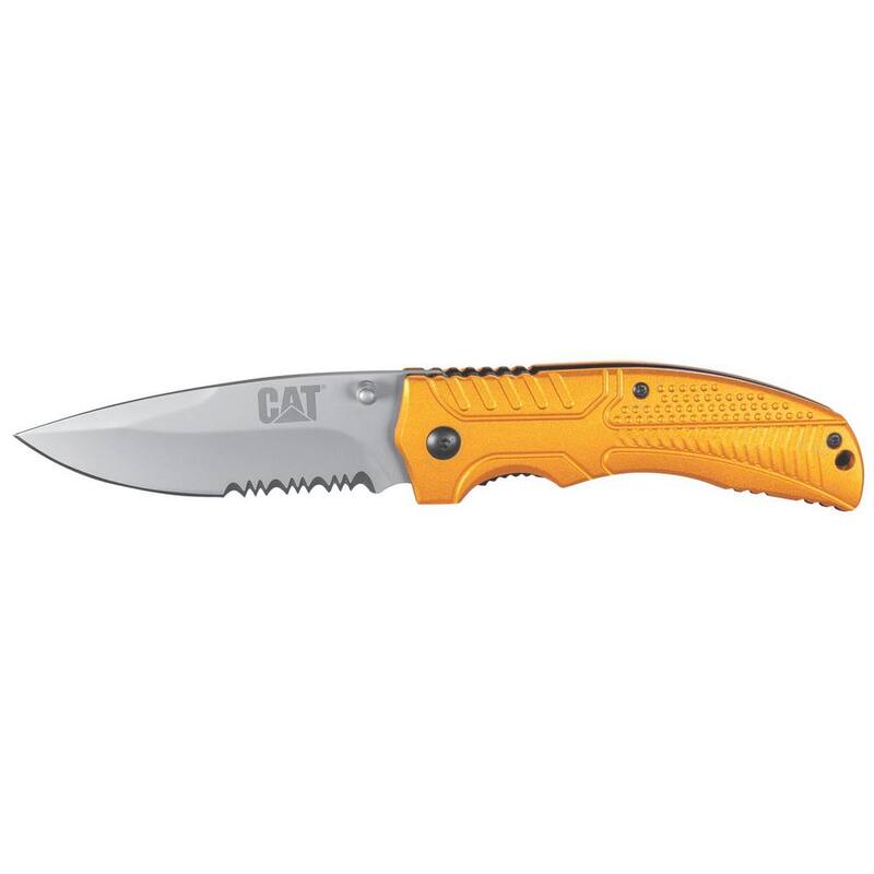 CAT 3 in. Stainless Steel Partially Serrated Drop Point Folding Knife - 980006