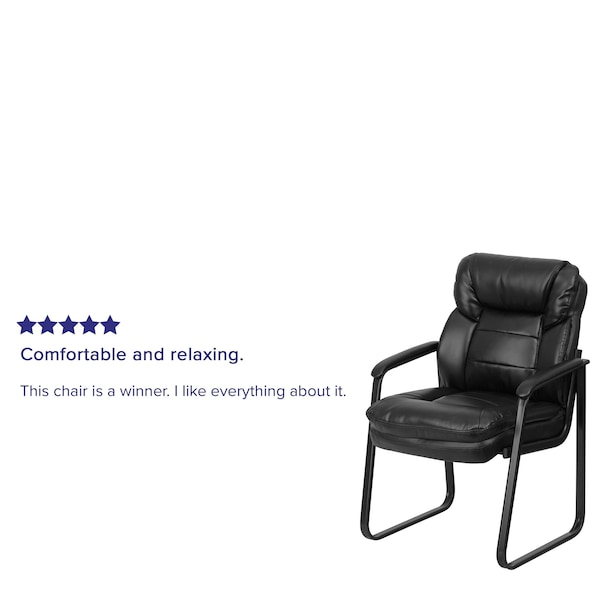 Flash Furniture Contemporary Executive Side Reception Chair, Black Back, 24 in W 26" L 36" H, Curved Padded - GO-1156-BK-LEA-GG