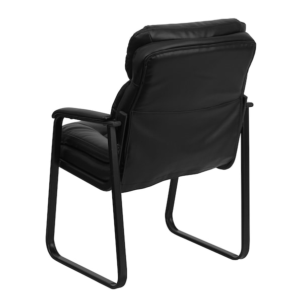 Flash Furniture Contemporary Executive Side Reception Chair, Black Back, 24 in W 26" L 36" H, Curved Padded - GO-1156-BK-LEA-GG